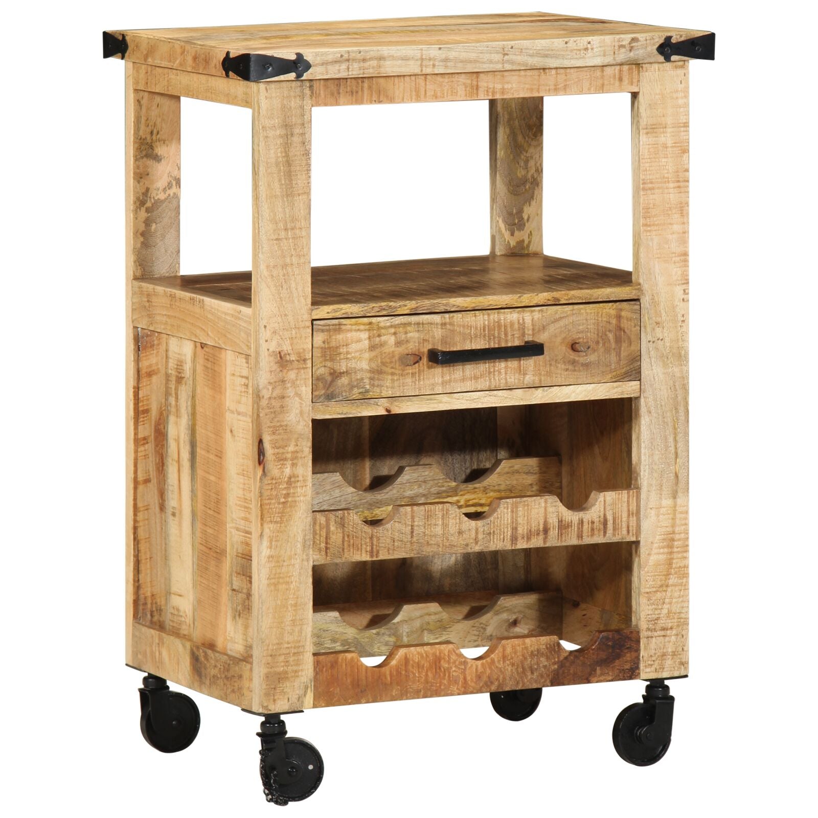 Keuken Trolley 55X40X80 Cm Massief Ruw Mangohout