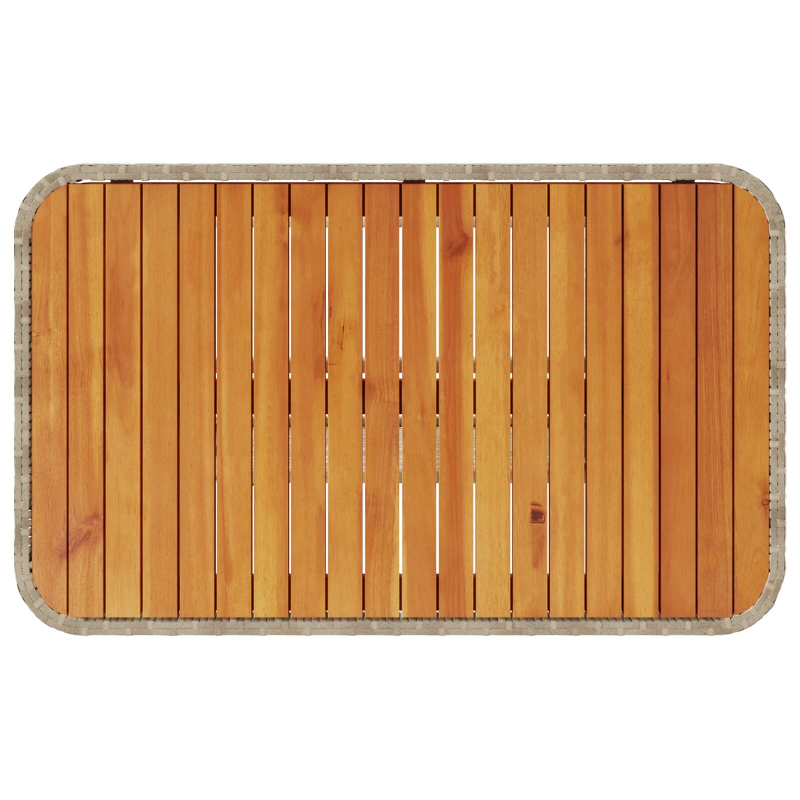 3-Delige Tuin Eettafel Set Met Kussens Poly Riet Acacia 90 cm Beige en crème 2 krukken
