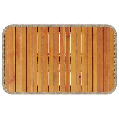 3-Delige Tuin Eettafel Set Met Kussens Poly Riet Acacia 90 cm Beige en crème 2 krukken