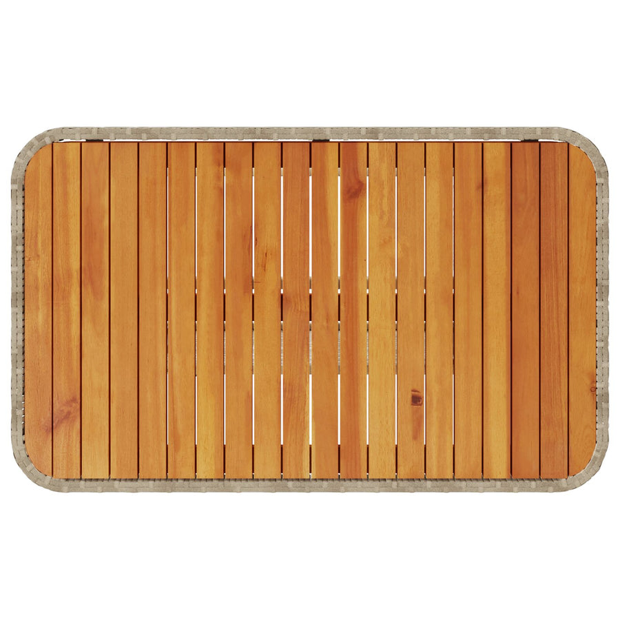 3-Delige Tuin Eettafel Set Met Kussens Poly Riet Acacia 90 cm Beige en crème 2 krukken