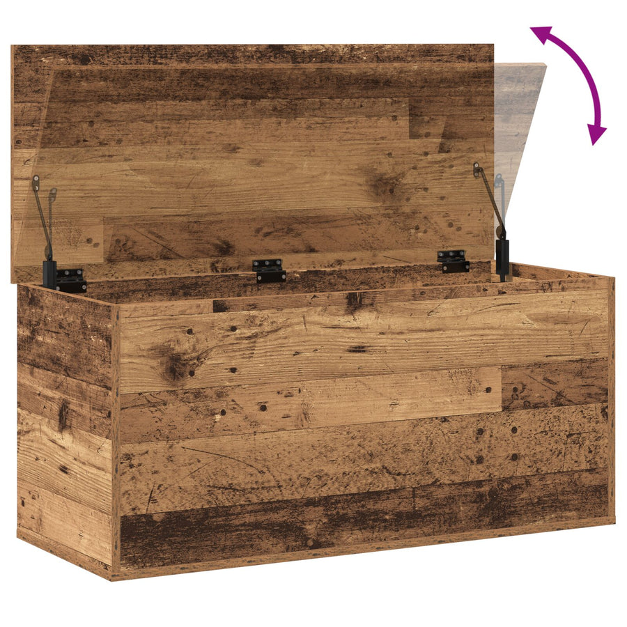 Opbergdoos Met Deksel Oude Hout 100X42X46 Cm Geengineerd Hout