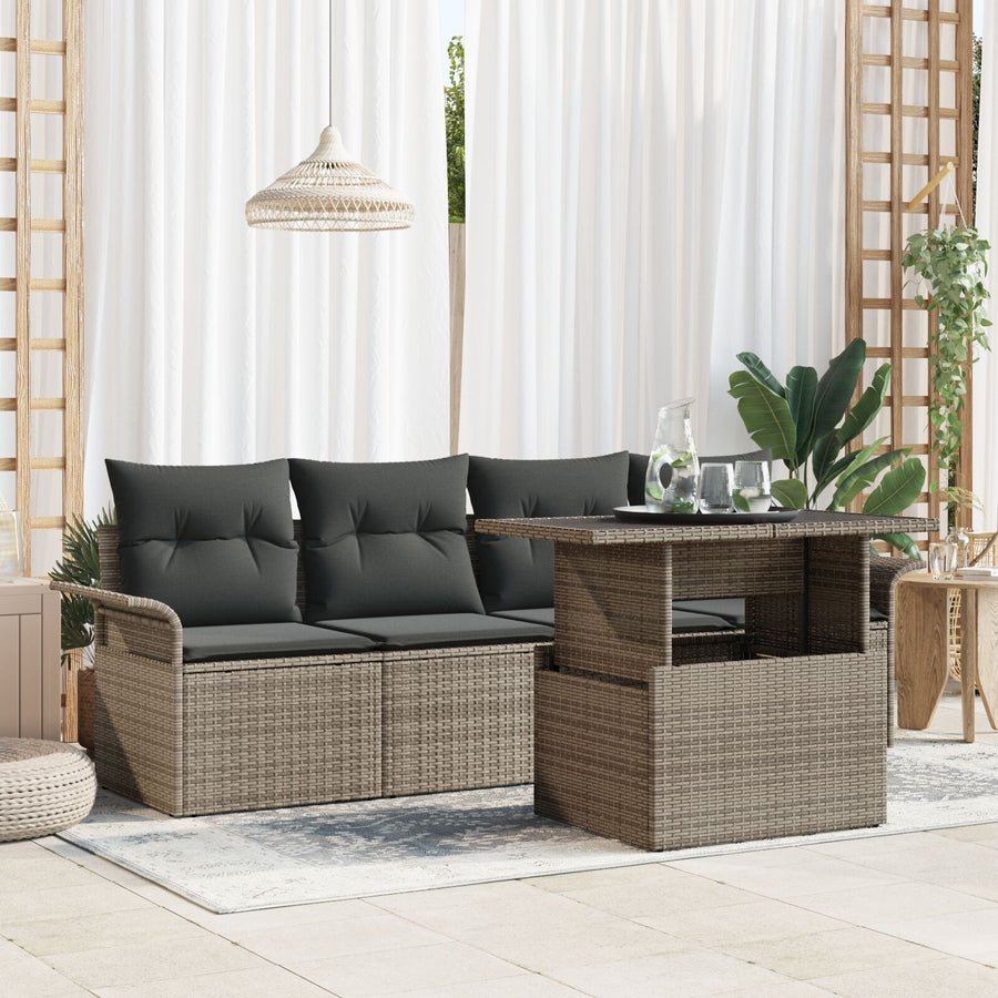 Tuin Sofa Set Set Van 4 Grijs Riet