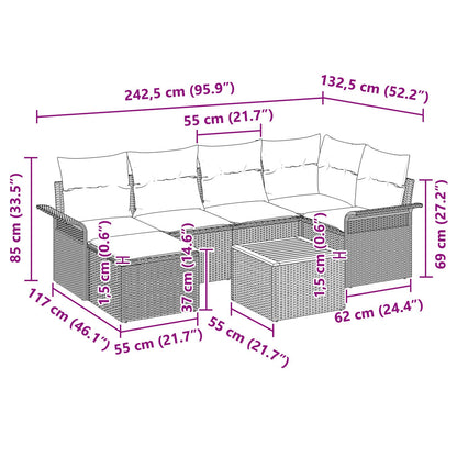 7-Delig Tuin Sofa Set Met Kussens Zwart Poly Rattan Acacia