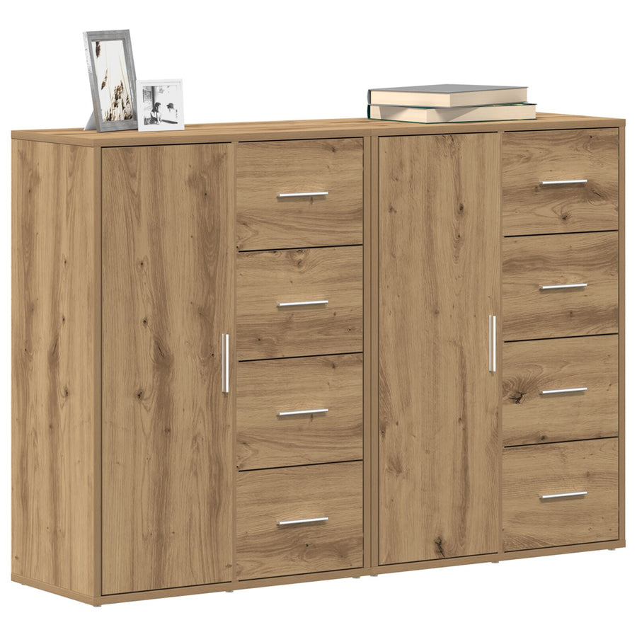 Zijmeubel Set Van 2 Artiest Eiken Mdf, Spaanplaat Groot Buffet