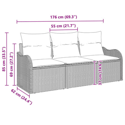 3-Delige Tuin Sofa Set Met Kussens Beige Poly Rattan