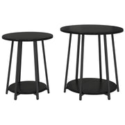 Bijzettafelset 2 stuks rond zwart eiken
