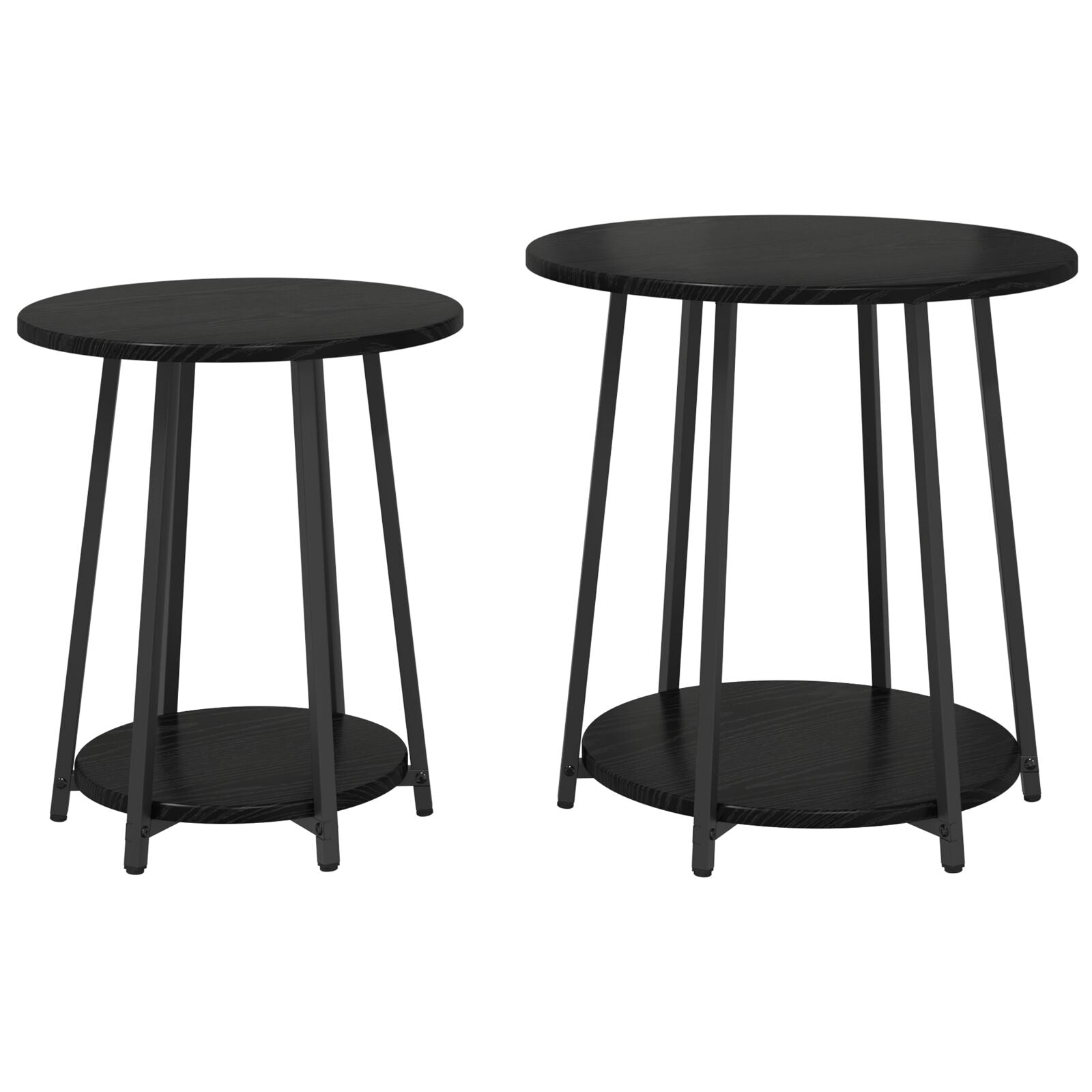 Bijzettafel 2 Stuks Hout En Metaal Zwart eiken