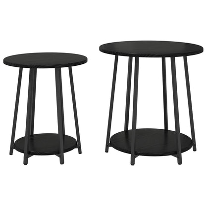 Bijzettafel 2 Stuks Hout En Metaal Zwart eiken