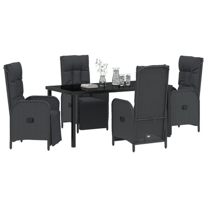 5-Delige Tuin Eet Set Met Kussens Zwart Poly Rattan