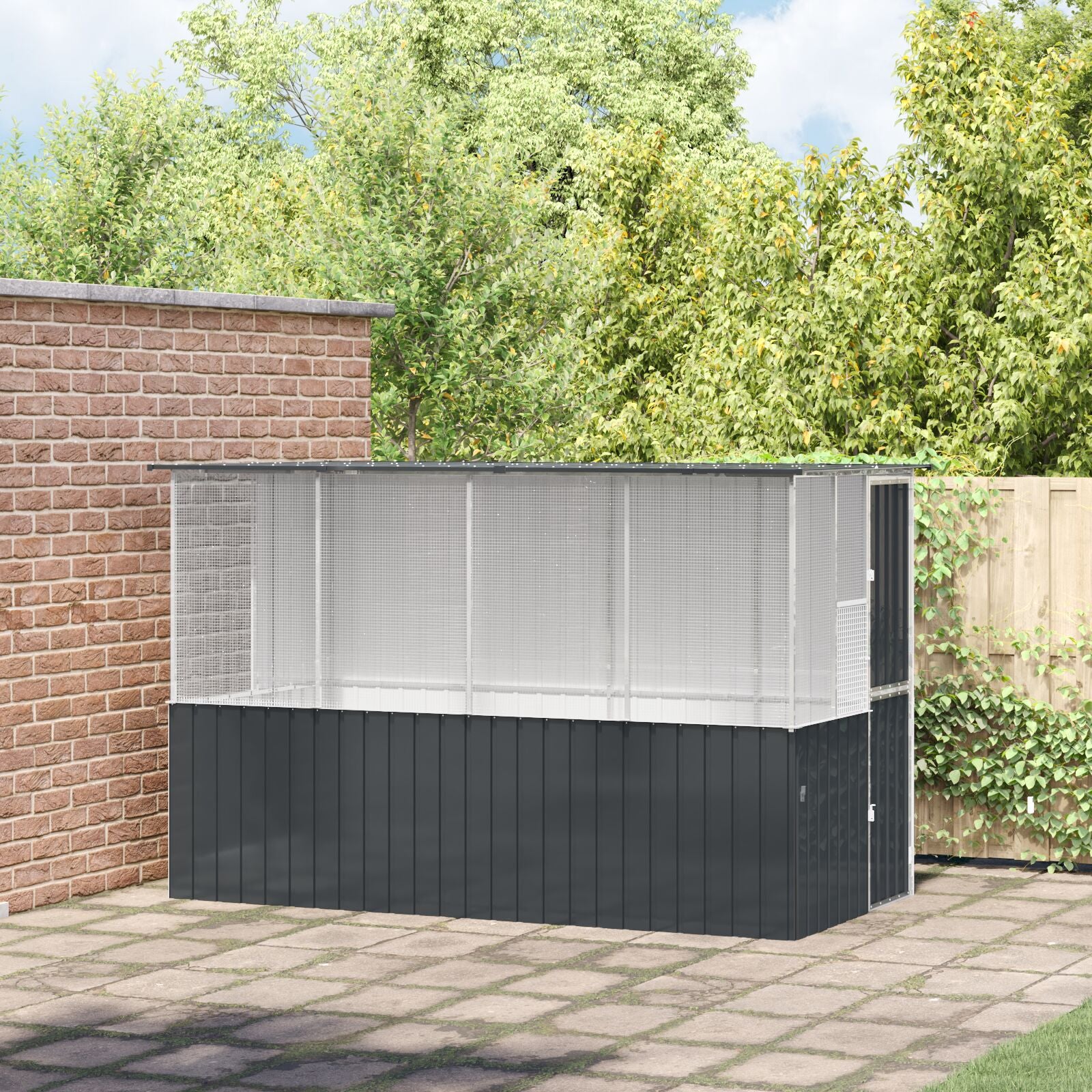 Vogelkooi Antraciet 215X78X200 Cm Gegalvaniseerd Staal