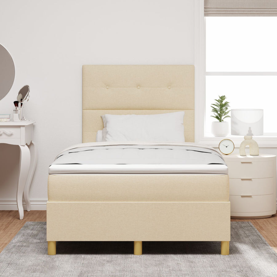 Boxspringbed Met Matras Crème 120X200 Cm Stof Blauw
