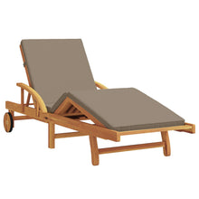 Vouwbare Ligstoel Met Wielen & Kussen Massief Acacia Taupe Natuurlijk 1 Ligstoel zonder tafel