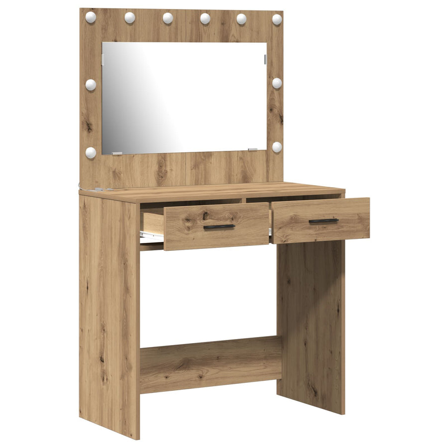 Kaptafel Met Led Verlichting Ambachtelijk eiken 78,5 x 41 x 135 cm