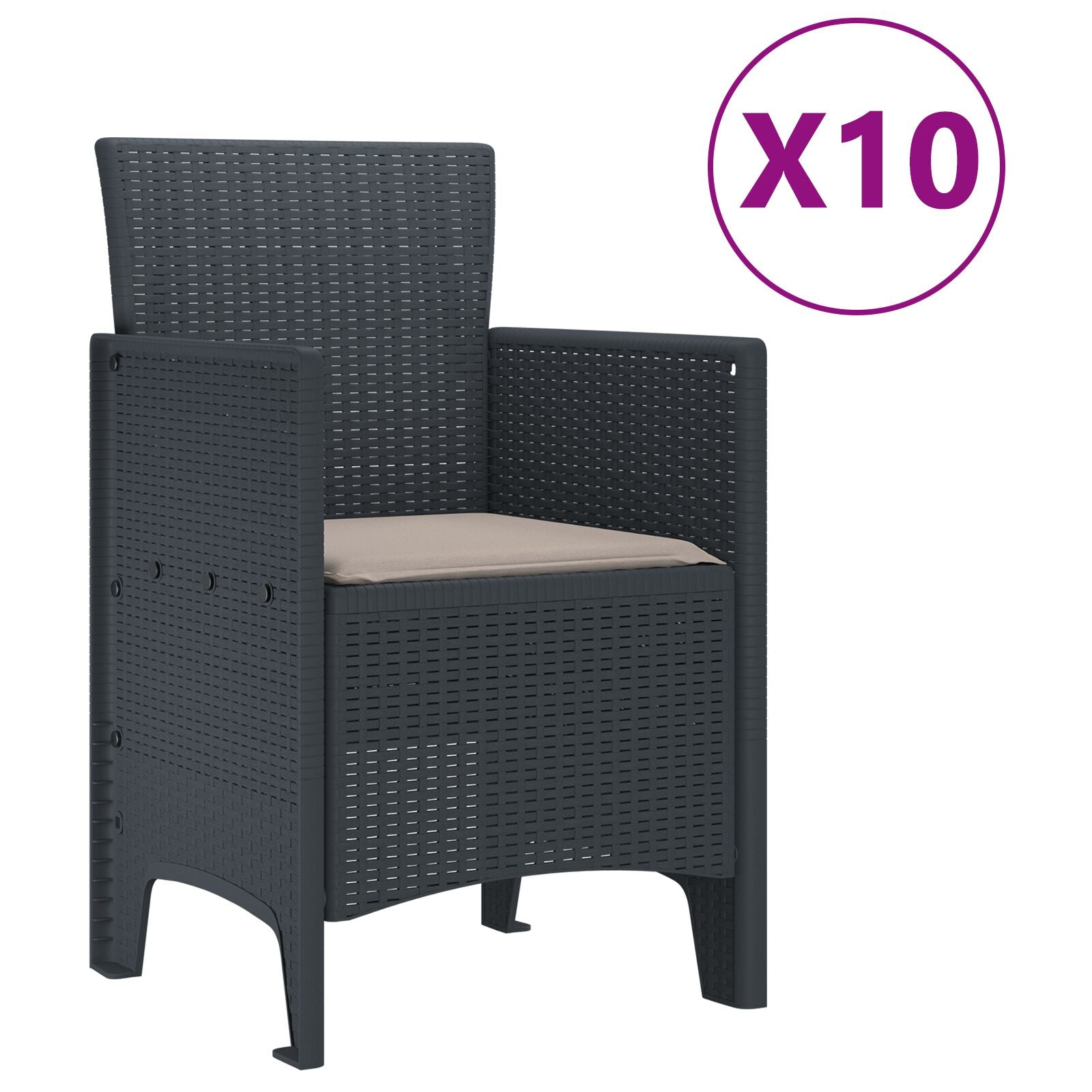 11 Delige Tuin Eetset Met Kussens Anthraciet Poly Rattan