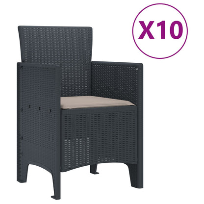 11 Delige Tuin Eetset Met Kussens Anthraciet Poly Rattan