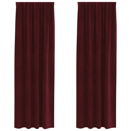 Zwart-Out Gordijnen Met Bovenband 2 Pcs Fluweel Wijnrood 140 x 245 cm met genaaide tape
