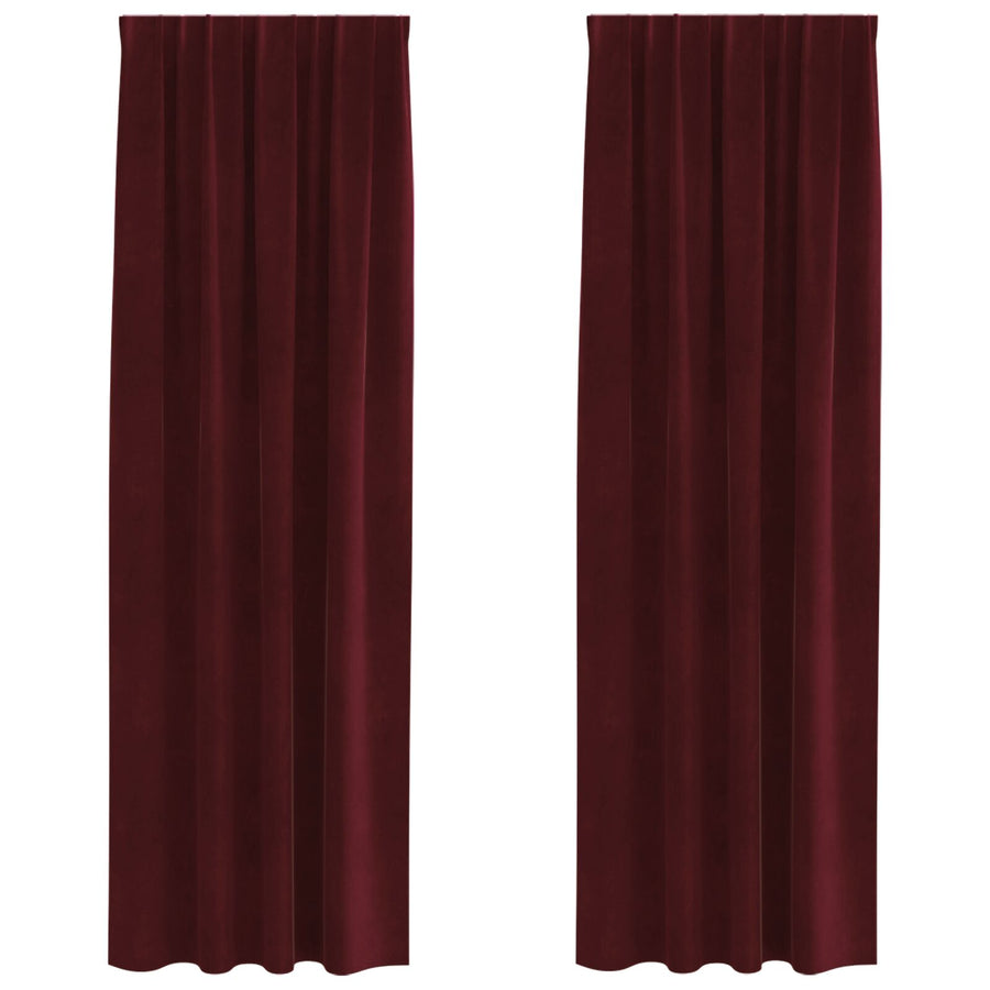 Zwart-Out Gordijnen Met Bovenband 2 Pcs Fluweel Wijnrood 140 x 245 cm met genaaide tape