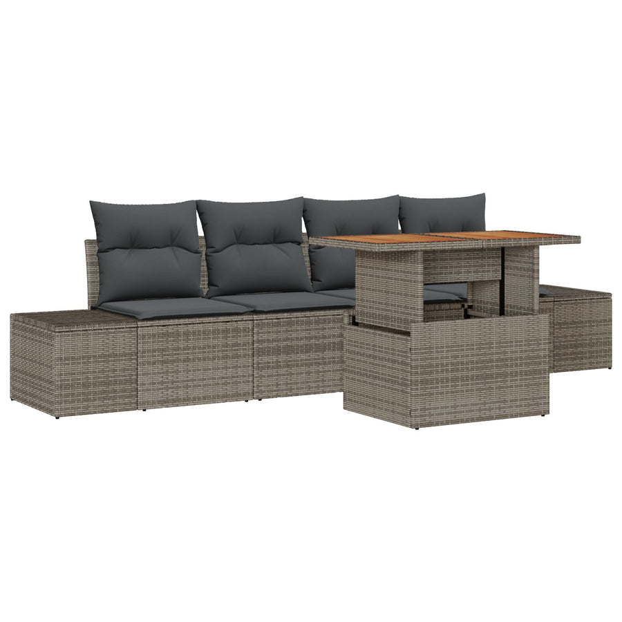 Tuin Sofa Set Set Van 5 Grijs, Bruin (Rattan)