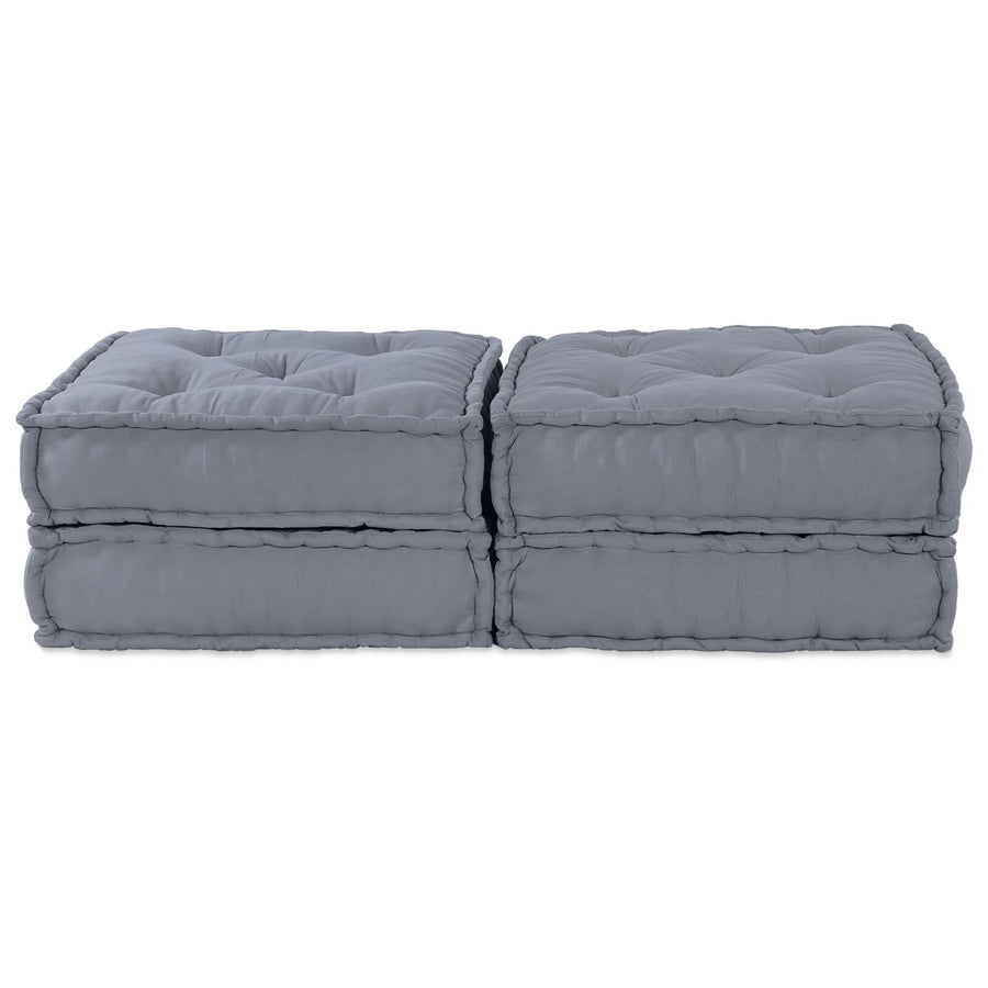 2-Zits Modulaire Poef Sofa Converteerbaar Grijze Stof Grijs 70 x 70 x 36 cm 2x lounge