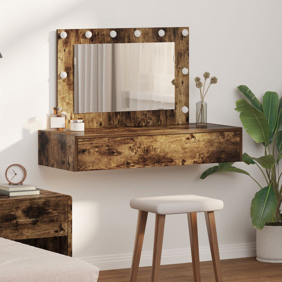 Wandmontage Kaptafel Verlichting In 100 x 40 x 70 cm Gerookte Eiken met LED
