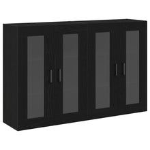 Wandkast Set Van 2 Zwart Eiken Bewerkt Hout, Glas