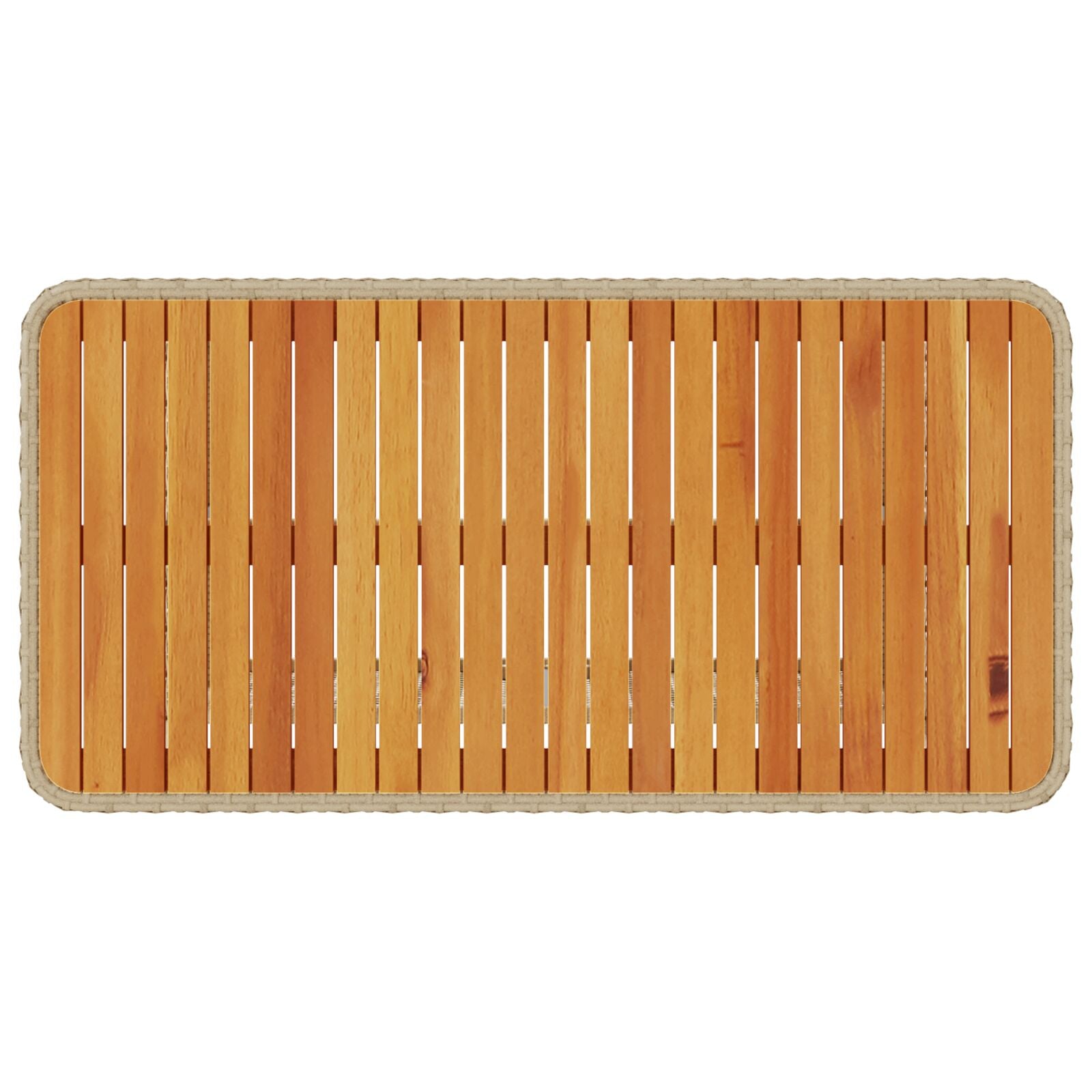 4-Delige Tuin Eetset Met Kussens Poly Rattan Acacia 110 cm Beige en crème 3 krukken
