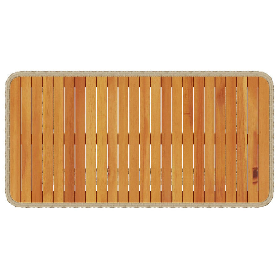 4-Delige Tuin Eetset Met Kussens Poly Rattan Acacia 110 cm Beige en crème 3 krukken