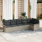 Loungeset poly rattan 6 personen lichtgrijs