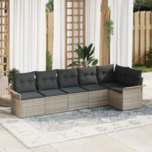 6-Delige Tuin Sofa Set Met Kussens Poly Rattan Lichtgrijs zonder tafel