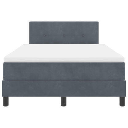 Boxspringbed Met Matras Donkergrijs 120X200 Cm Fluweel Blauw
