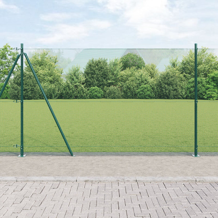 Gelaste Draadhek Met 13 Flenshekpalen Groen 1,4X25 M Staal Gegalvaniseerd Staal