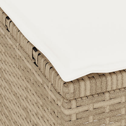 3-Delige Tuin Eettafel Set Met Kussens Poly Riet Acacia 90 cm Beige en crème 2 krukken