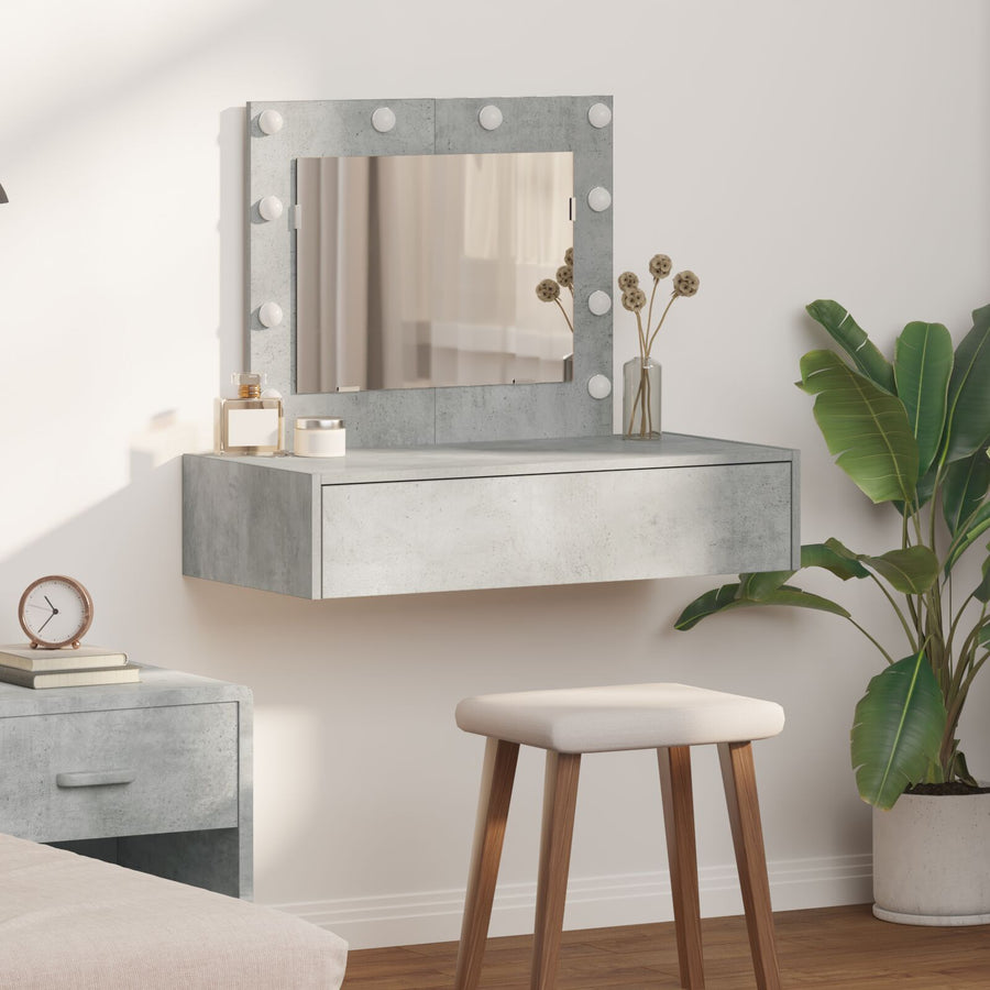 Wandgemonteerde Kaptafel Lichten 83 x 40 x 70 cm Betonnen grijs met LED