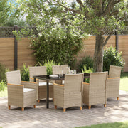 Tuinset poly rattan 7-delig beige