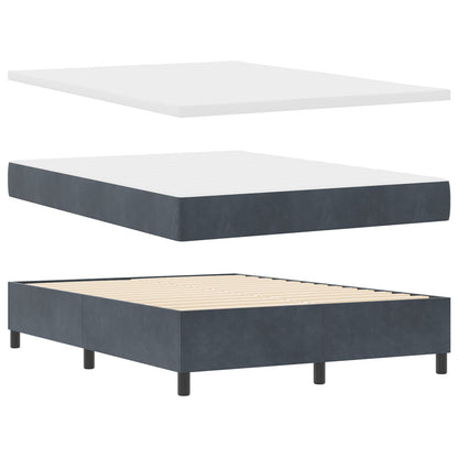 Boxspringbed Met Matras Donkergrijs 140X190 Cm Fluweel Blauw
