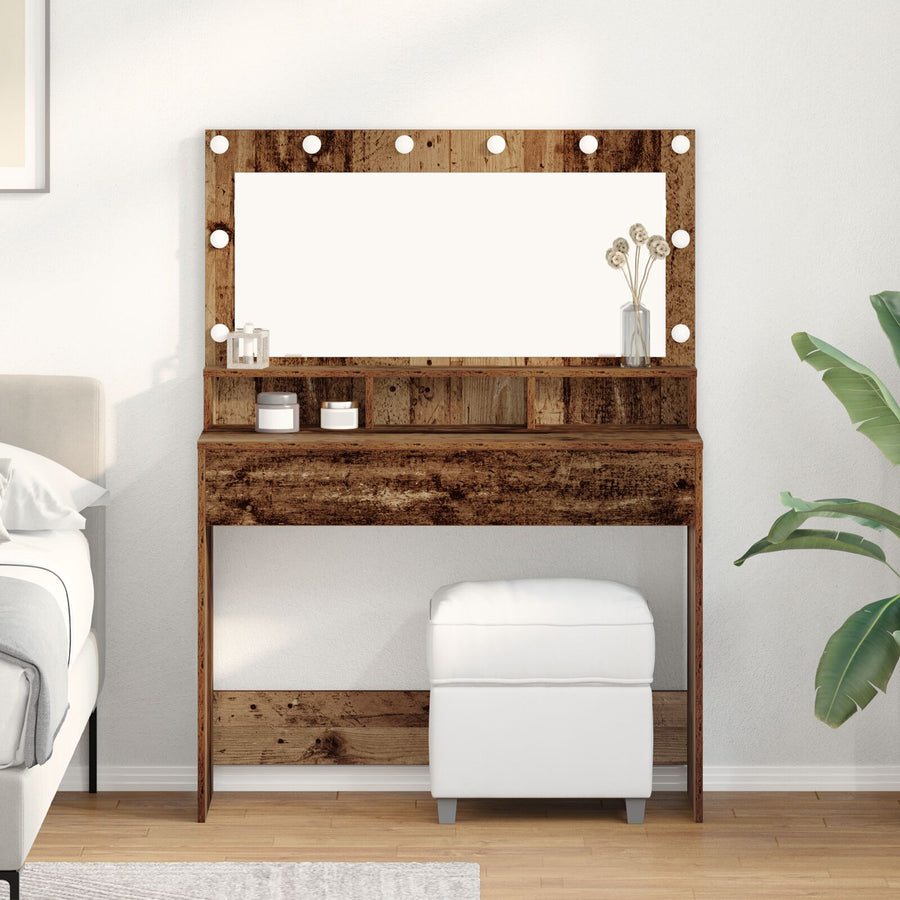 Kaptafel Met Led-Lichten - Vintage Hout - Oud hout 100 x 41 x 135 cm