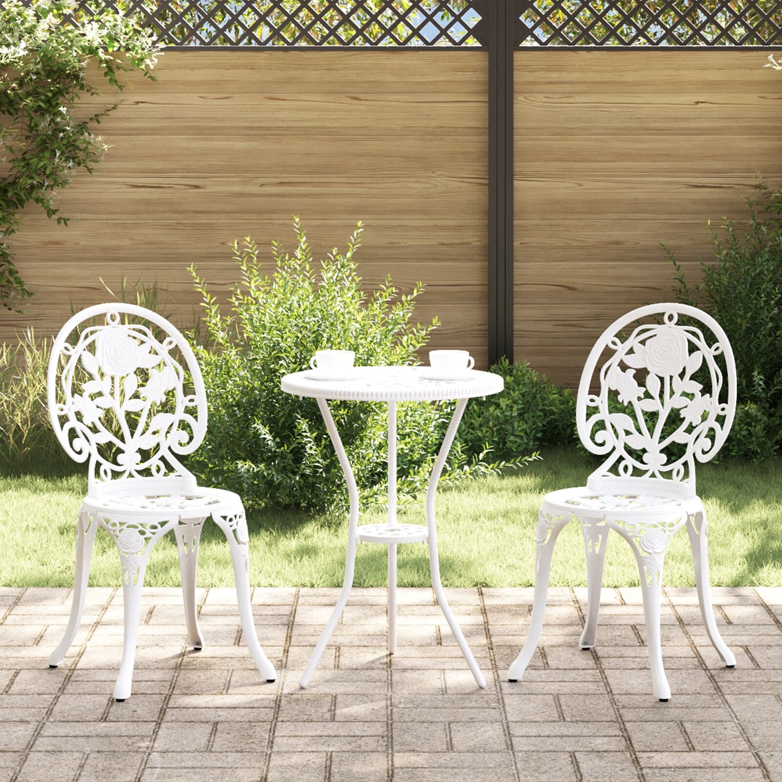3-Delig Tuin Bistro Set Te Gietaluminium Wit