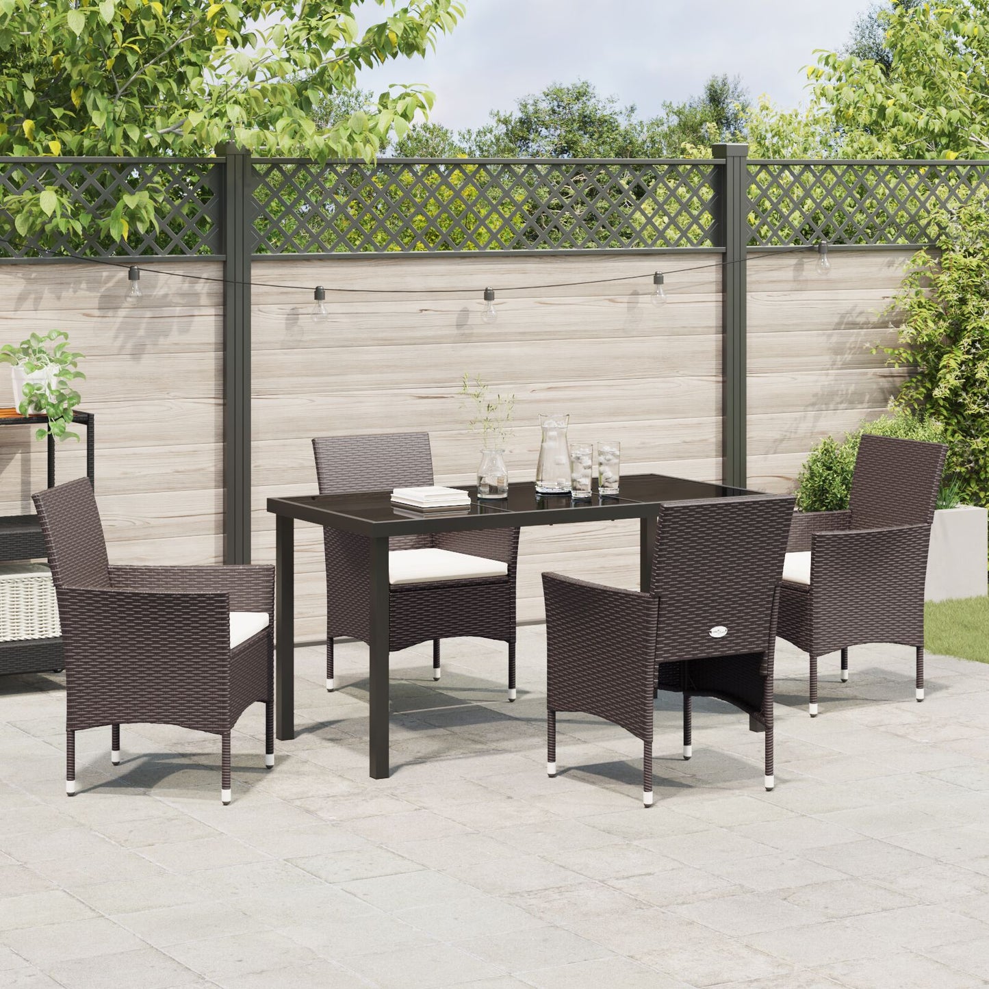 5-Delige Tuin Eetset Bruin Poly Rattan