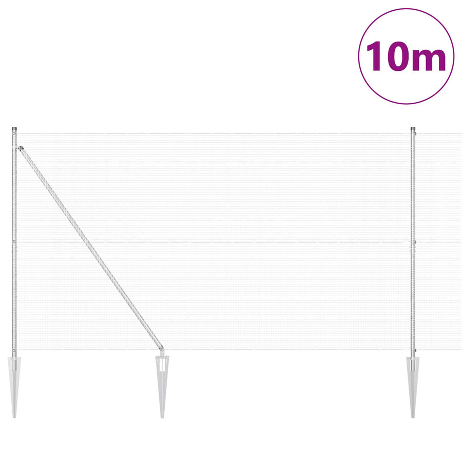 Gelaste Draadhek Met 7 Spike Posts 1,5X10 M Gegalvaniseerd Staal Gegalvaniseerd Staal