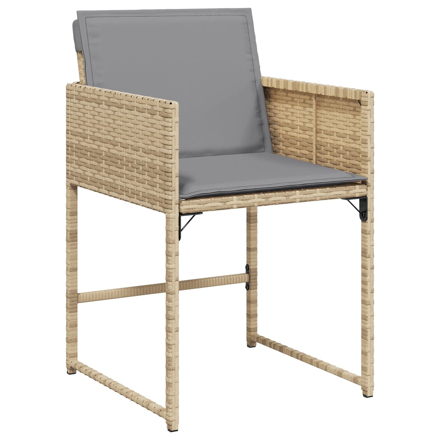 5-Delige Tuin Eettafelset Met Kussens Beige Poly Riet