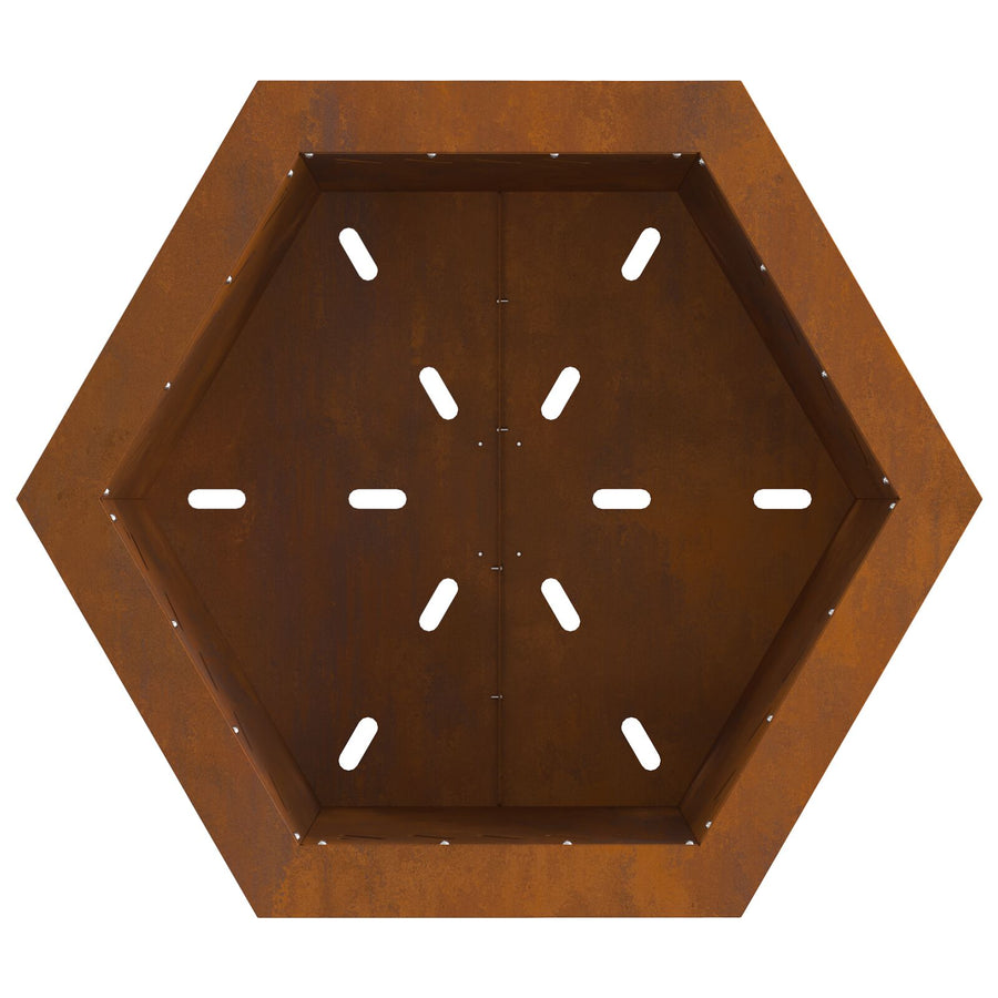 Rookloze Vuurkorf Hexagonaal Weerbestendig Staal 58 x 58 x 51 cm Verweerd staal/Bruin