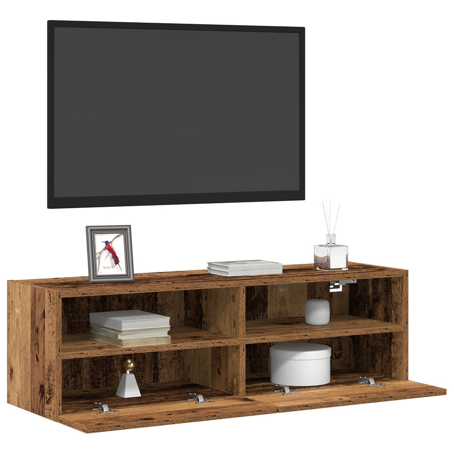 Tv Wandkasten 2 Stuks Gelaagd Hout Oud hout