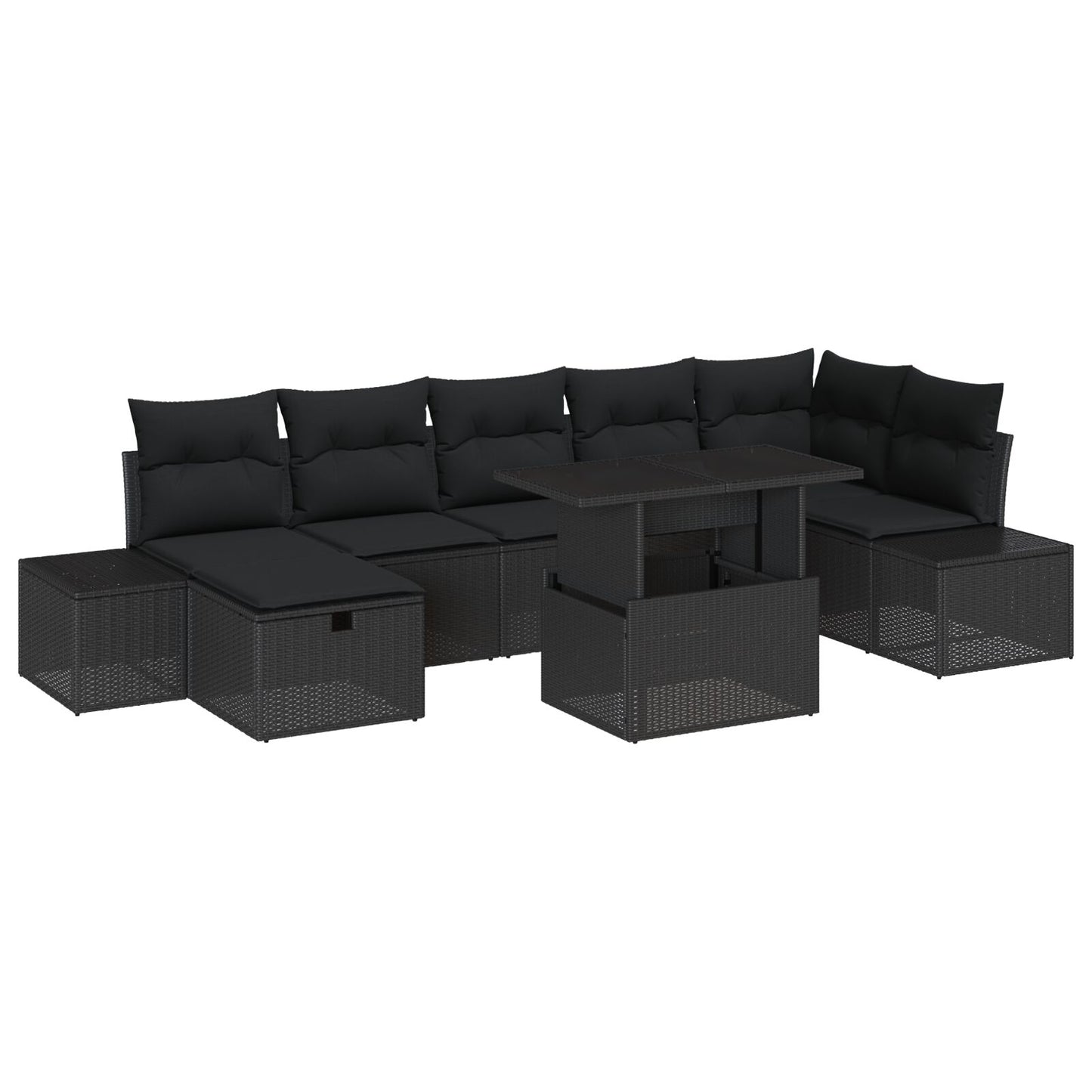8-Delige Tuin Sofa Set Met Kussens Zwart Poly Rattan Wit