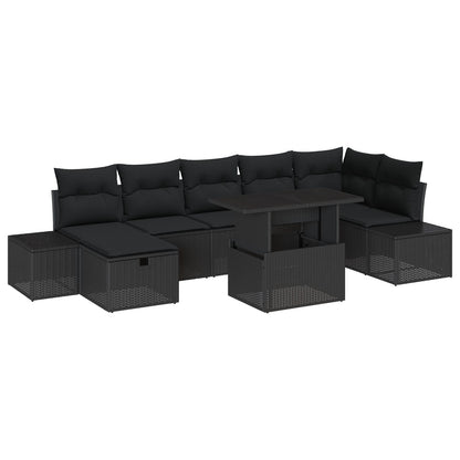 8-Delige Tuin Sofa Set Met Kussens Zwart Poly Rattan Wit