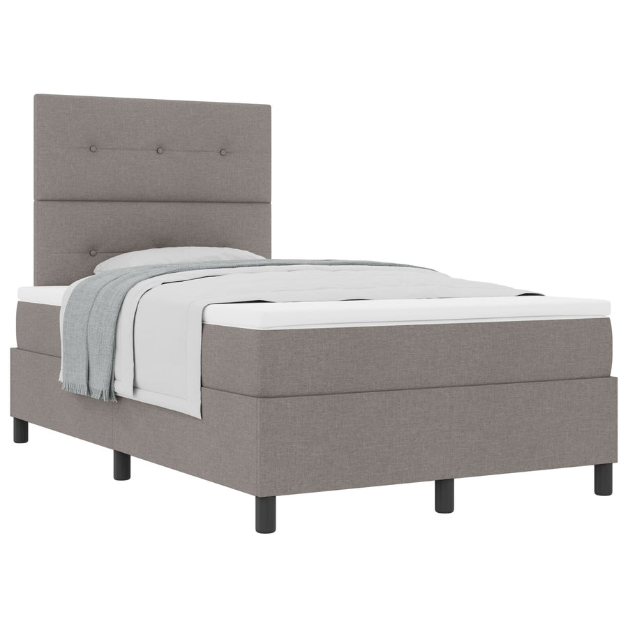 Boxspringbed Met Matras Taupe Klein Dubbel Stof Blauw