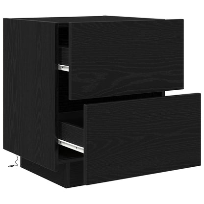 Nachtkastjes Met Led-Verlichting 2 Stuks Zwart Eiken 45X40X55 Cm