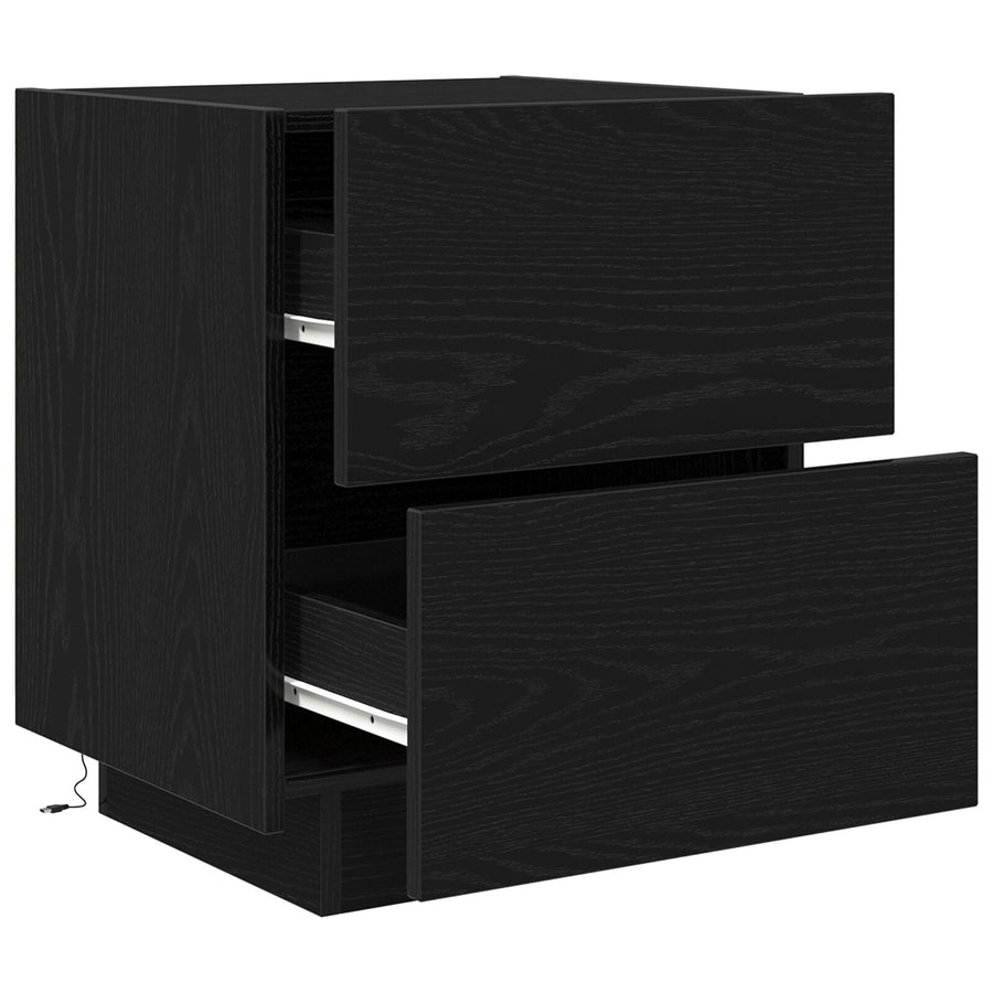Nachtkastjes Met Led-Verlichting 2 Stuks Zwart Eiken 45X40X55 Cm
