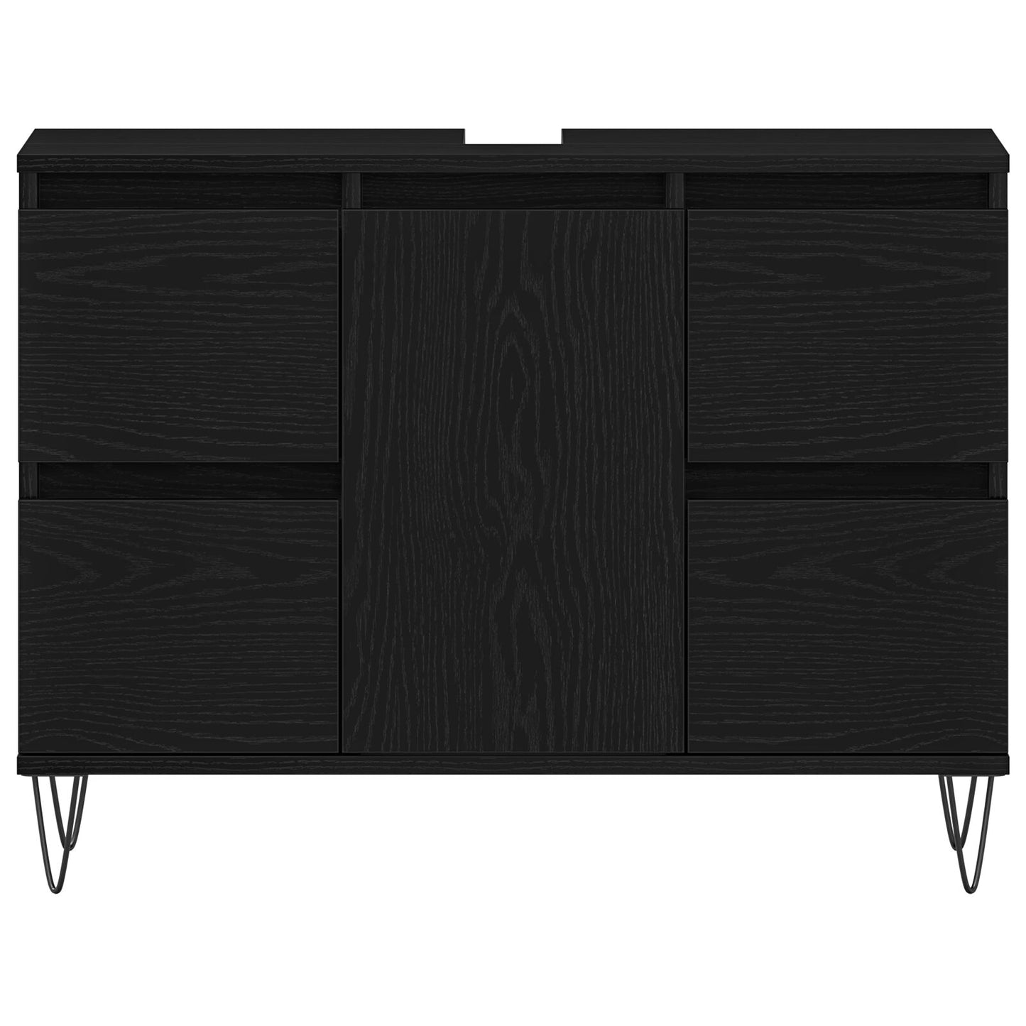 Badkamersinkkast Zwart Eiken 80X33X60 Cm Gelaagd Hout