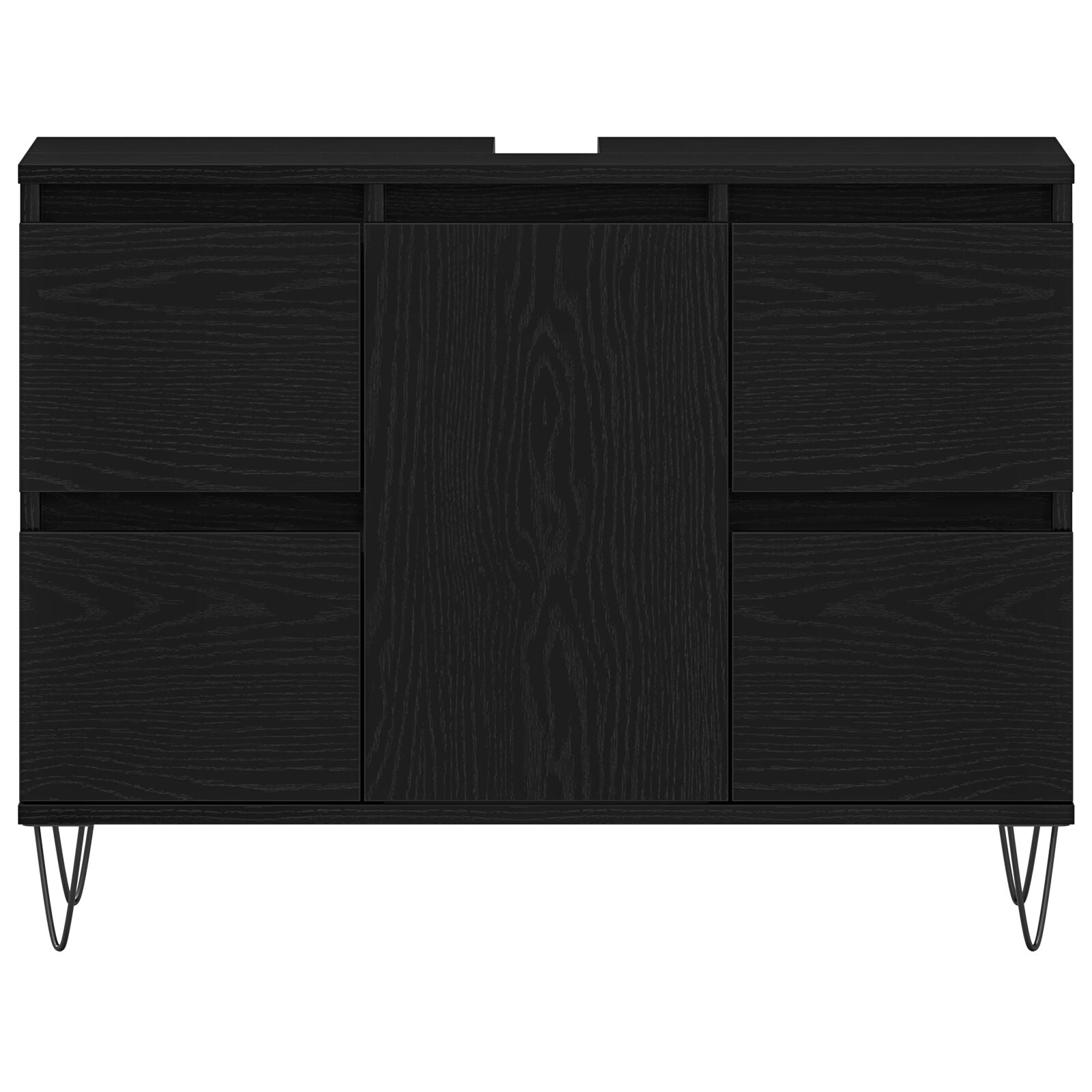 Badkamersinkkast Zwart Eiken 80X33X60 Cm Gelaagd Hout