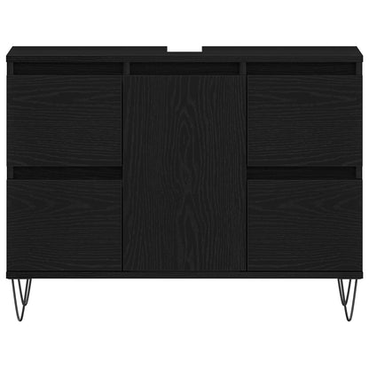 Badkamersinkkast Zwart Eiken 80X33X60 Cm Gelaagd Hout